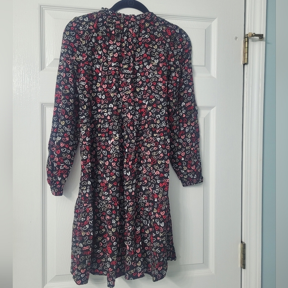 LOFT Black Long Sleeve Dress with Red and Cream Heart Print - Picture 6 of 6